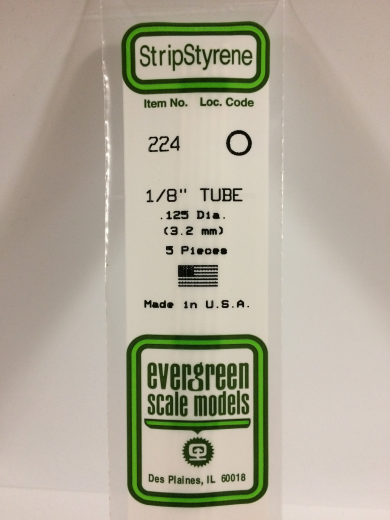 Evergreen White Polystyrene Tube 0.125 x 14" / 3.2mm x 36cm (5)