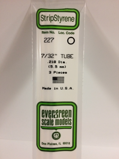 Evergreen White Polystyrene Tube 0.219 x 14" / 5.6mm x 36cm (3)