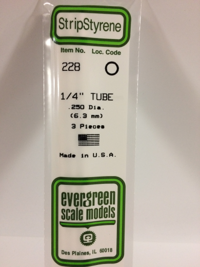 Evergreen White Polystyrene Tube 0.250 x 14" / 6.4mm x 36cm (3)