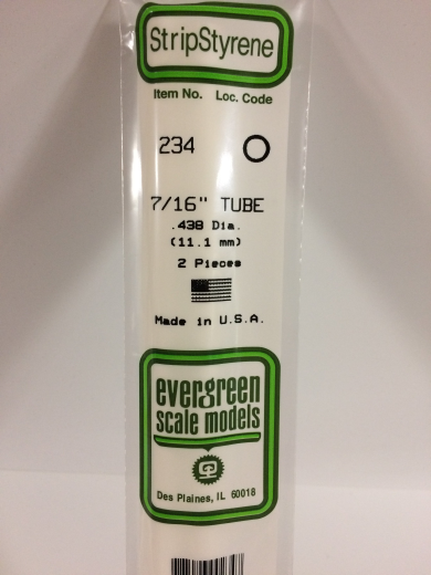 Evergreen White Polystyrene Tube 0.438 x 14" / 11.1mm x 36cm (2)