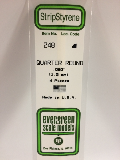 Evergreen White Polystyrene Quarter Round 0.060 x 14" / 1.5mm x 36cm (4)