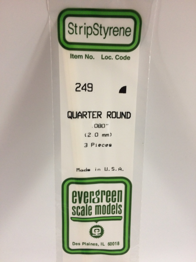 Evergreen White Polystyrene Quarter Round 0.080 x 14" / 2mm x 36cm (3)