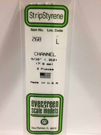 Evergreen White Polystyrene Channel 0.312 x 14" / 7.9mm x 36cm (3)