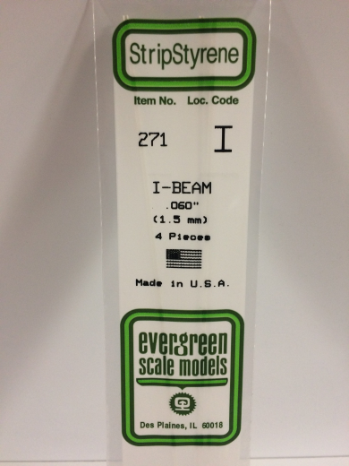 Evergreen White Polystyrene I-Beam 0.060 x 14" / 1.5mm x 36cm (4)