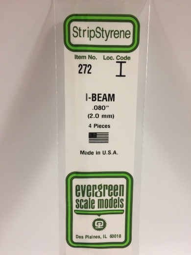 Evergreen White Polystyrene I-Beam 0.080 x 14" / 2mm x 36cm (4)