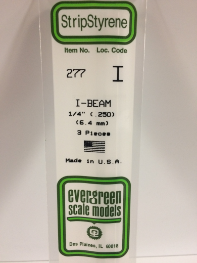 Evergreen White Polystyrene I-Beam 0.250 x 14" / 6.4mm x 36cm (3)