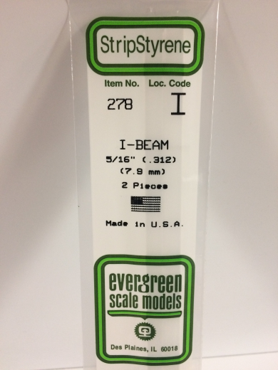 Evergreen White Polystyrene I-Beam 0.312 x 14" / 7.9mm x 36cm (2)