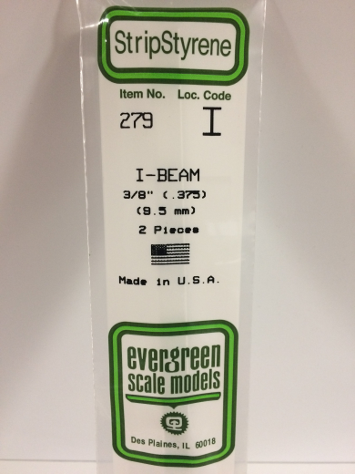 Evergreen White Polystyrene I-Beam 0.375 x 14" / 9.5mm x 36cm (2)