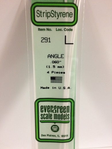 Evergreen White Polystyrene Angle 0.060 x 14" / 1.5mm x 36cm (4)