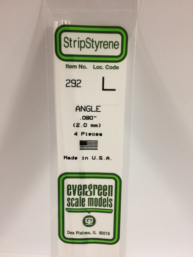 Evergreen White Polystyrene Angle 0.080 x 14" / 2mm x 36cm (4)