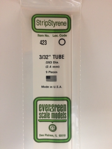 Evergreen White Polystyrene Round Tube 0.093 x 24" / 2.4mm x 61cm (9)