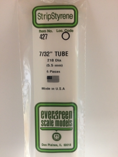 Evergreen White Polystyrene Round Tube 0.219 x 24" / 5.6mm x 61cm (6)