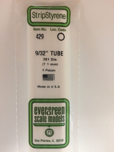 Evergreen White Polystyrene Round Tube 0.281 x 24" / 7.1mm x 61cm (5)