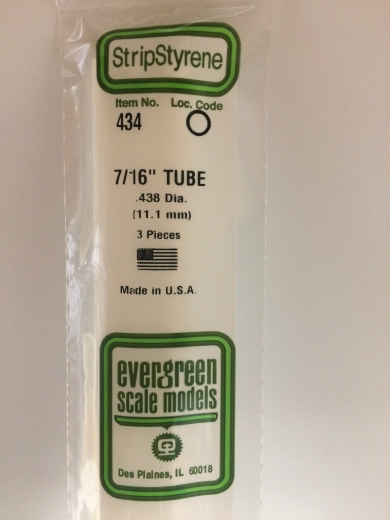 Evergreen White Polystyrene Round Tube 0.438 x 24" / 11.1mm x 61cm (3)