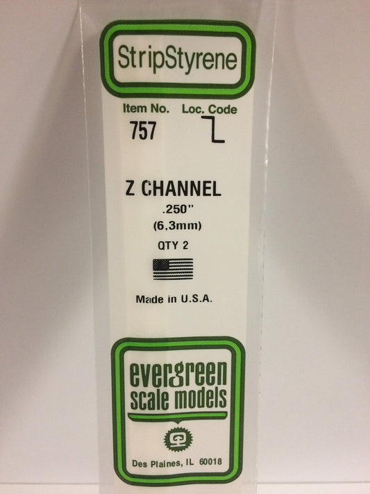 Evergreen White Polystyrene Z Channel .250 x .125 x 14" / 6.4mm x 3.2mm x 36cm (2)