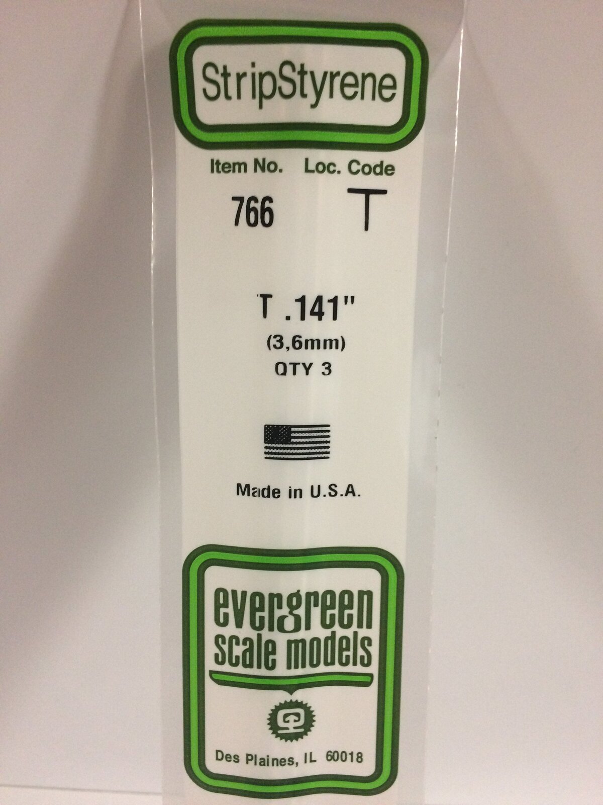 Evergreen White Polystyrene T Profile 0.141 x 0.141 x 14" 0.046 Thick / 3.6mm x 3.6mm x 36cm (3)