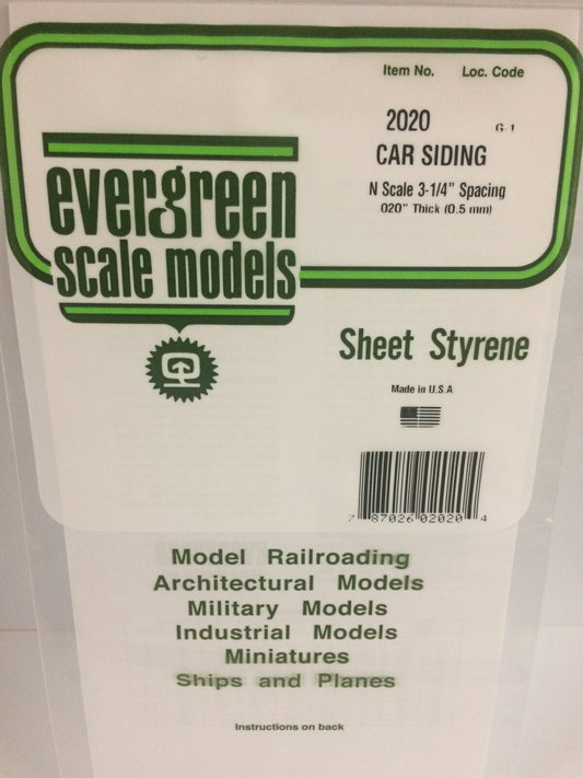 Evergreen White Polystyrene N-Scale Car Siding Sheet 0.020 x 6 x 12" / 0.51mm x 15cm x 30cm (1)