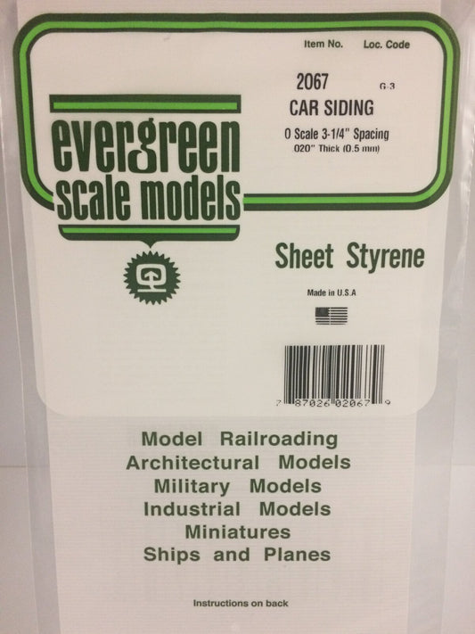 Evergreen White Polystyrene O-Scale Car Siding Sheet 0.020 x 6 x 12" / 0.51mm x 15cm x 30cm (1)