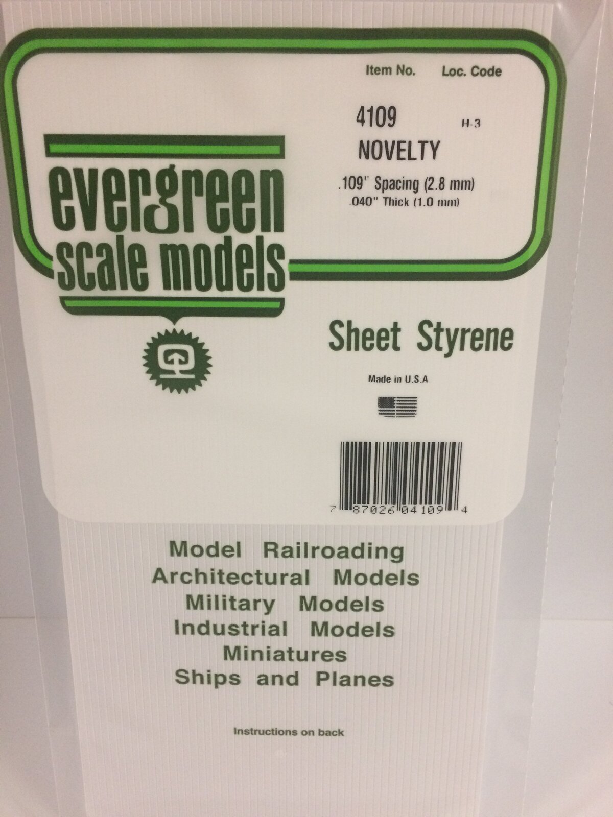 Evergreen White Polystyrene Novelty Siding Sheet 0.109 x 6 x 12" / 2.8mm x 15cm x 30cm (1)