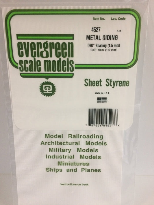 Evergreen White Polystyrene Metal Siding Sheet 0.060 x 6 x 12" / 1.5mm x 15cm x 30cm (1)