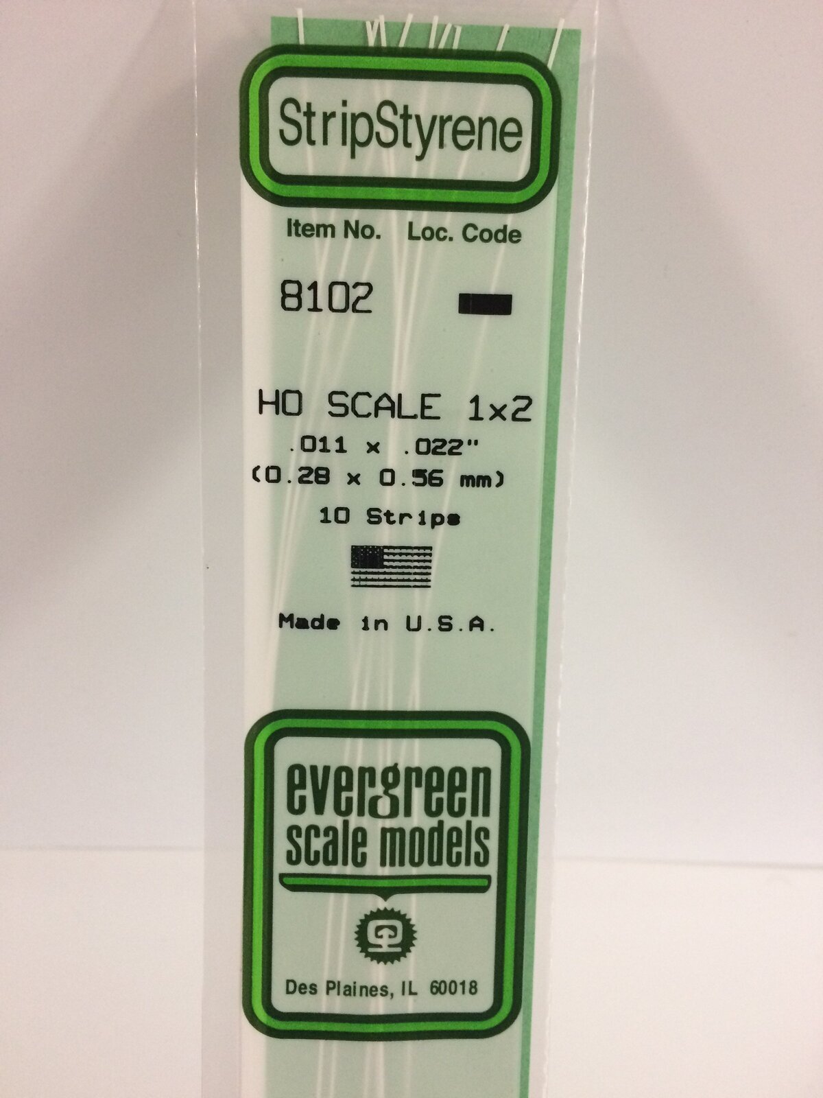 Evergreen White Polystyrene HO Scale Strip 0.011 x 0.023 x 14" (10)