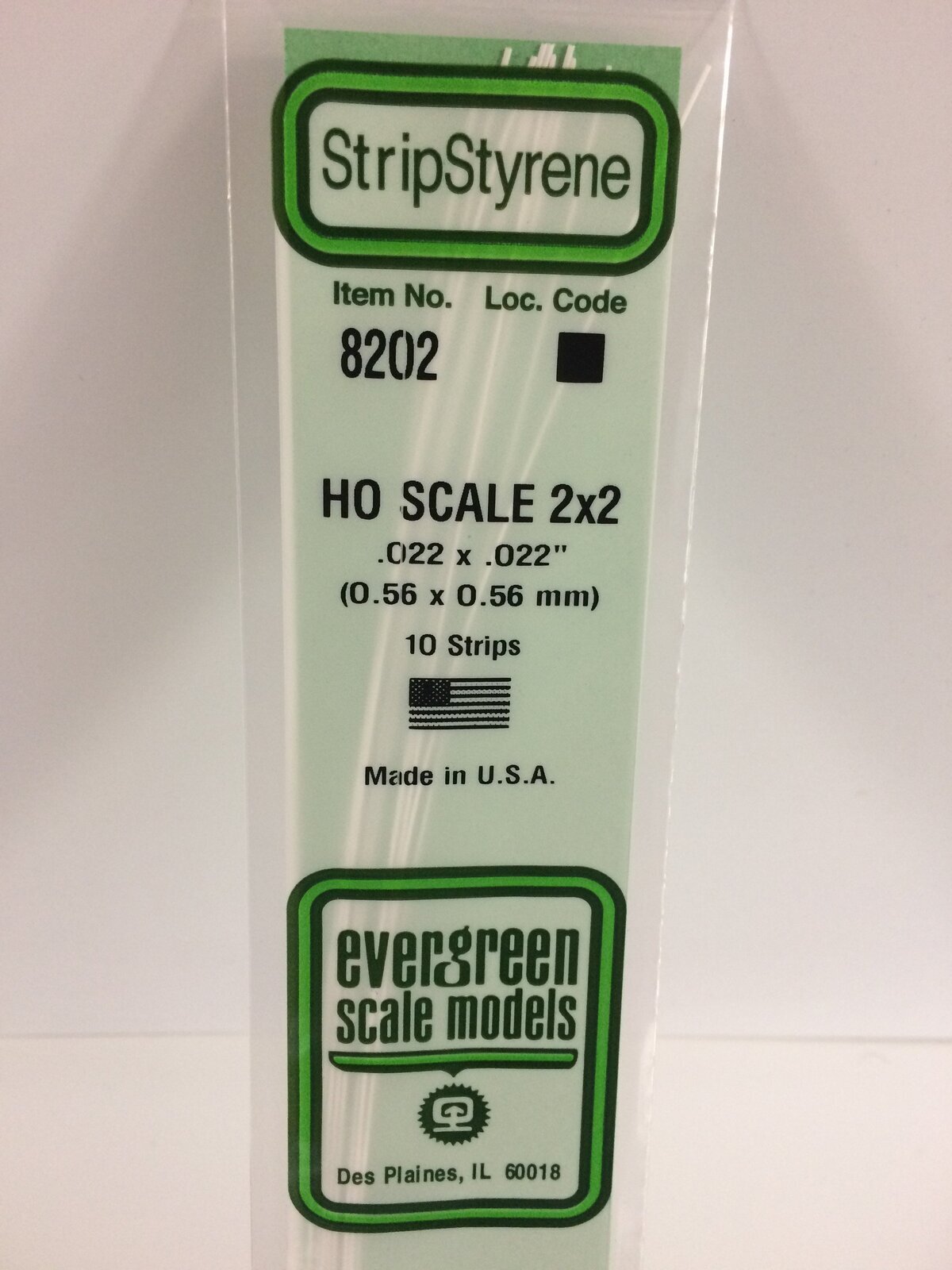 Evergreen White Polystyrene HO Scale Strip 0.023 x 0.023 x 14" (10)