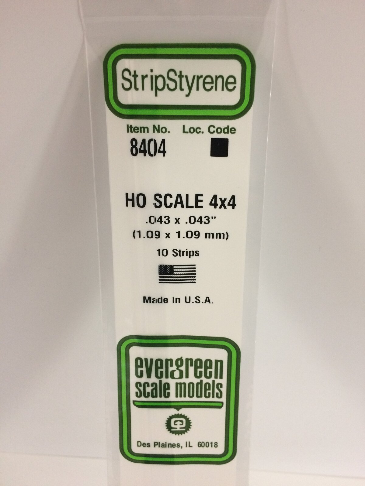 Evergreen White Polystyrene HO Scale Strip 0.046 x 0.046 x 14" (10)