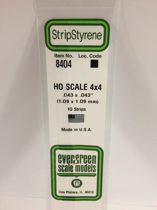 Evergreen White Polystyrene HO Scale Strip 0.046 x 0.046 x 14" (10)