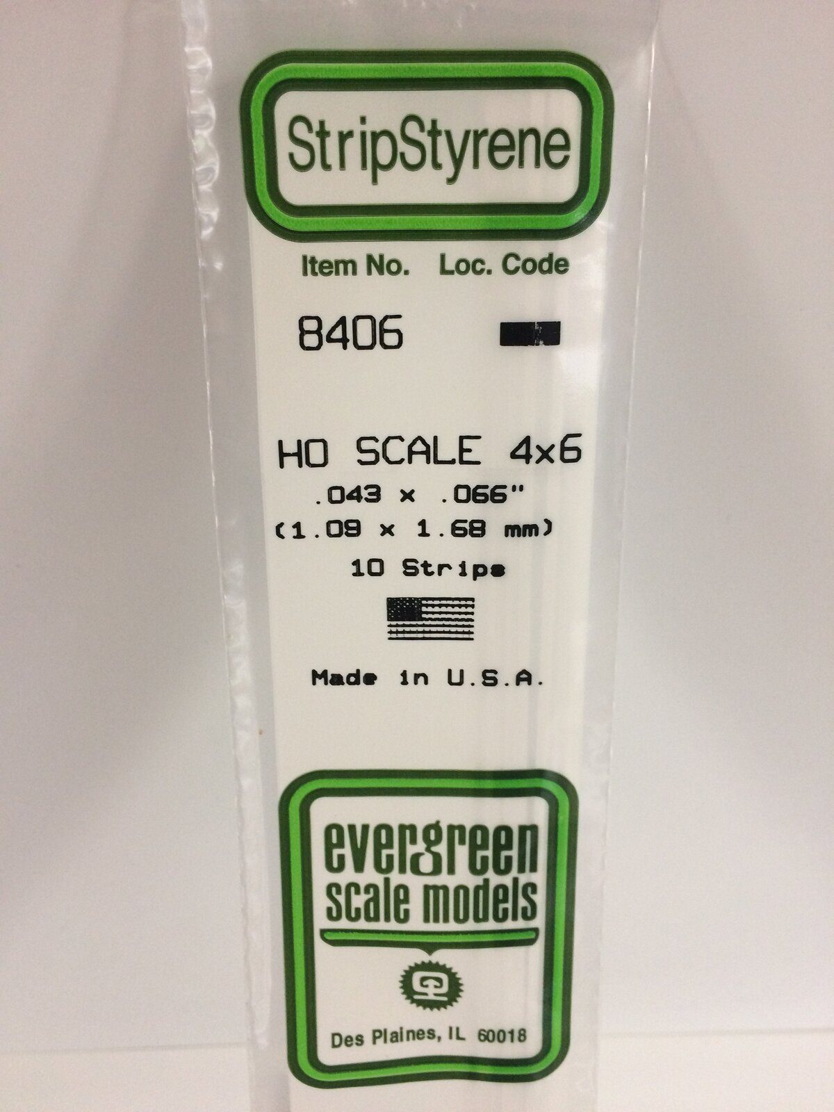 Evergreen White Polystyrene HO Scale Strip 0.046 x 0.069 x 14" (10)