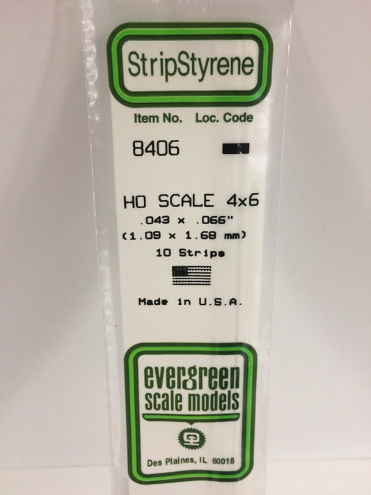 Evergreen White Polystyrene HO Scale Strip 0.046 x 0.069 x 14" (10)