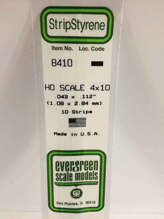 Evergreen White Polystyrene HO Scale Strip 0.046 x 0.115 x 14" (10)