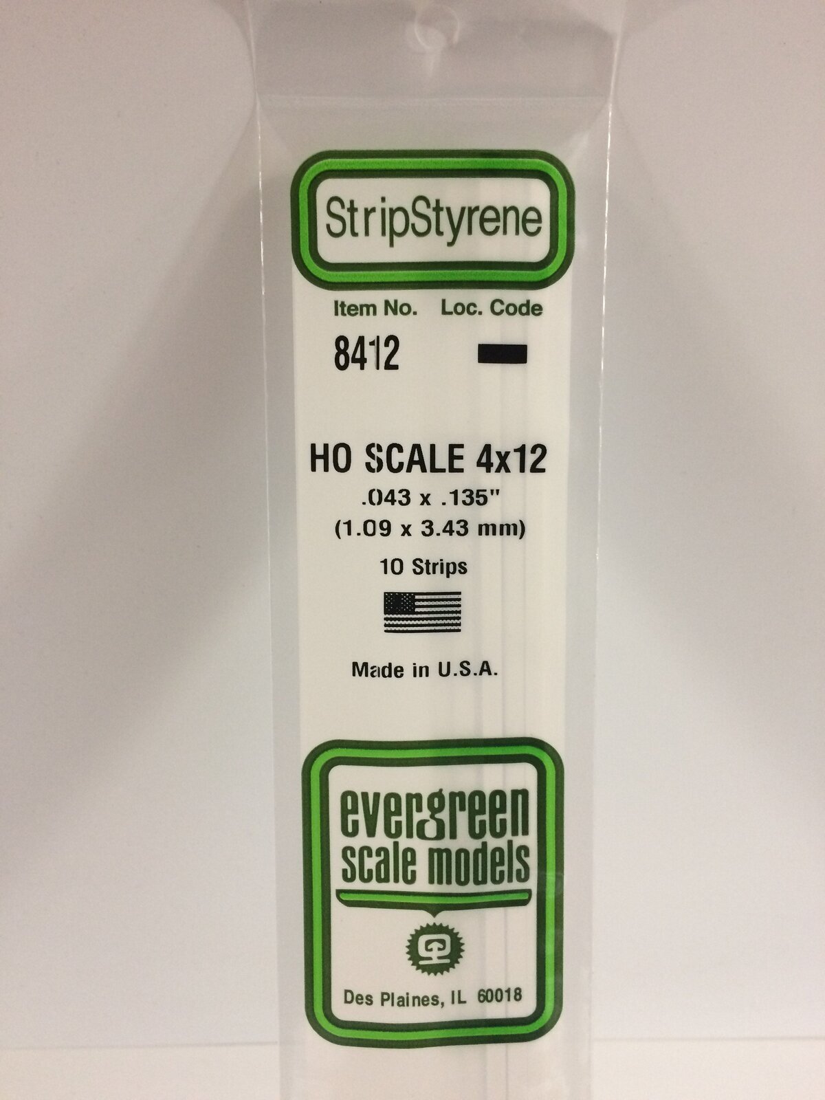 Evergreen White Polystyrene HO Scale Strip 0.046 x 0.138 x 14" (10)