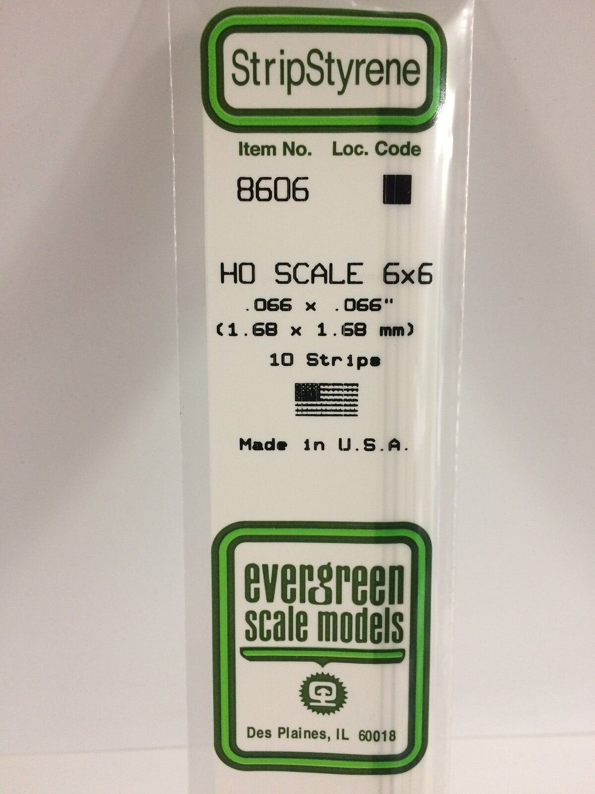 Evergreen White Polystyrene HO Scale Strip 0.069 x 0.069 x 14" (10)