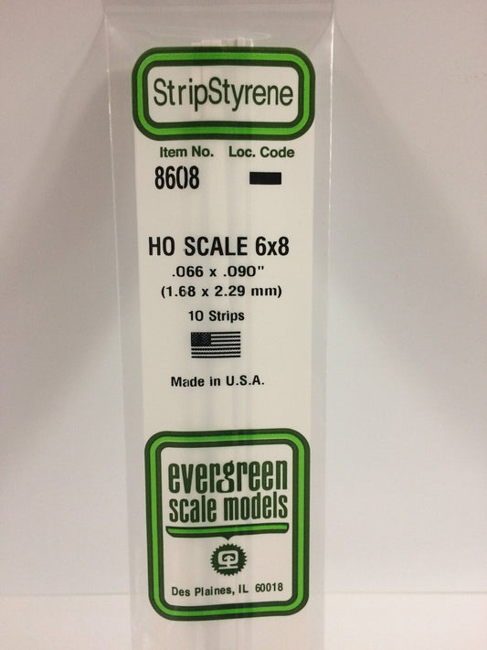 Evergreen White Polystyrene HO Scale Strip 0.069 x 0.092 x 14" (10)