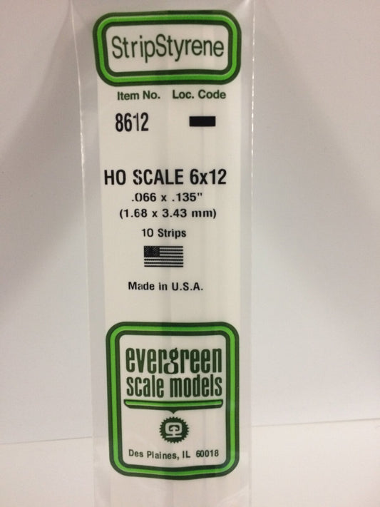 Evergreen White Polystyrene HO Scale Strip 0.069 x 0.138 x 14" (10)