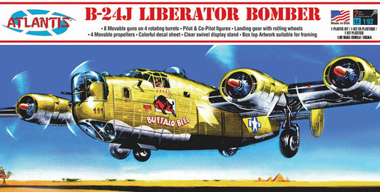 Atlantis 1/92 B-24J Bomber Buffalo Bill with Swivel Stand Plastic Model Kit