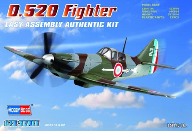 HobbyBoss 1/72 French D.520 Fighter Plastic Model Kit