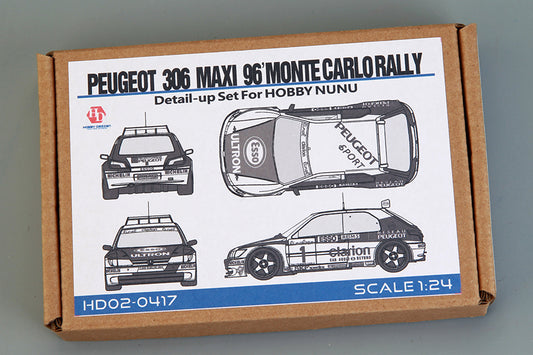 Hobby Design 1/24 Peugeot 306 Maxi 96' Monte Carlo Rally Detail-UP Set For NUNU （PE+Metal parts+Resin+Metal Logo）