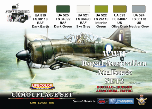 Lifecolor Royal Australian Airforce #2 Acrylic Paint Set 6 x 22ml