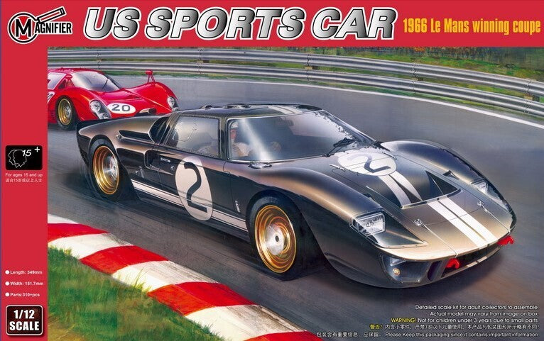 Magnifier 1/12 US Sports Car 1966 Le Mans Winning Coupe Plastic Model Kit