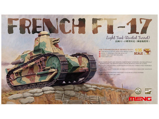 Meng 1/35 French FT-17 Light Tank (Riveted Turret) Plastic Model Kit