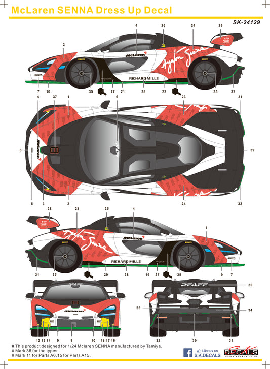 S.K. Decals 1:24  Mclaren SENNA Dress Up Decal Set