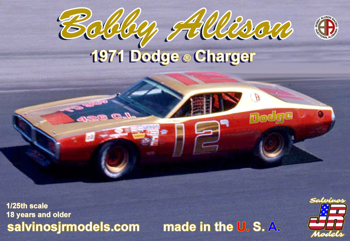 Salvinos J R 1/25 Bobby Allison 1971 Dodge Charger Flathood Plastic Model Kit