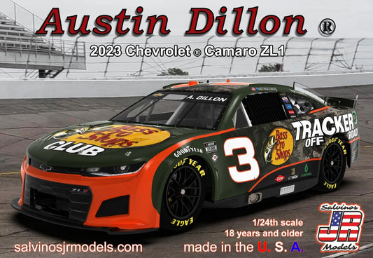 Salvinos J R 1/24 Austin Dillon No.3 Bass Pro Shop 2023 Next Gen NASCAR Chevrolet Camaro