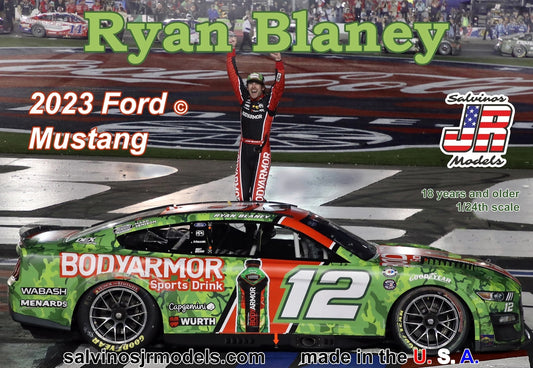 Salvinos J R 1/24 Team Penske 2023 Ryan Blaney Ford Mustang "600 Winner" Plastic Model Kit