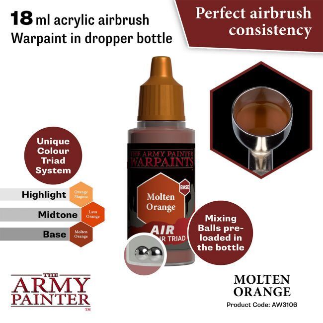 The Army Painter Warpaints Air: Molten Orange - 18ml Acrylic Paint