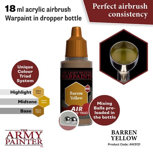 The Army Painter Warpaints Air: Barren Yellow - 18ml Acrylic Paint