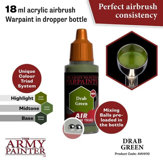 The Army Painter Warpaints Air: Drab Green - 18ml Acrylic Paint