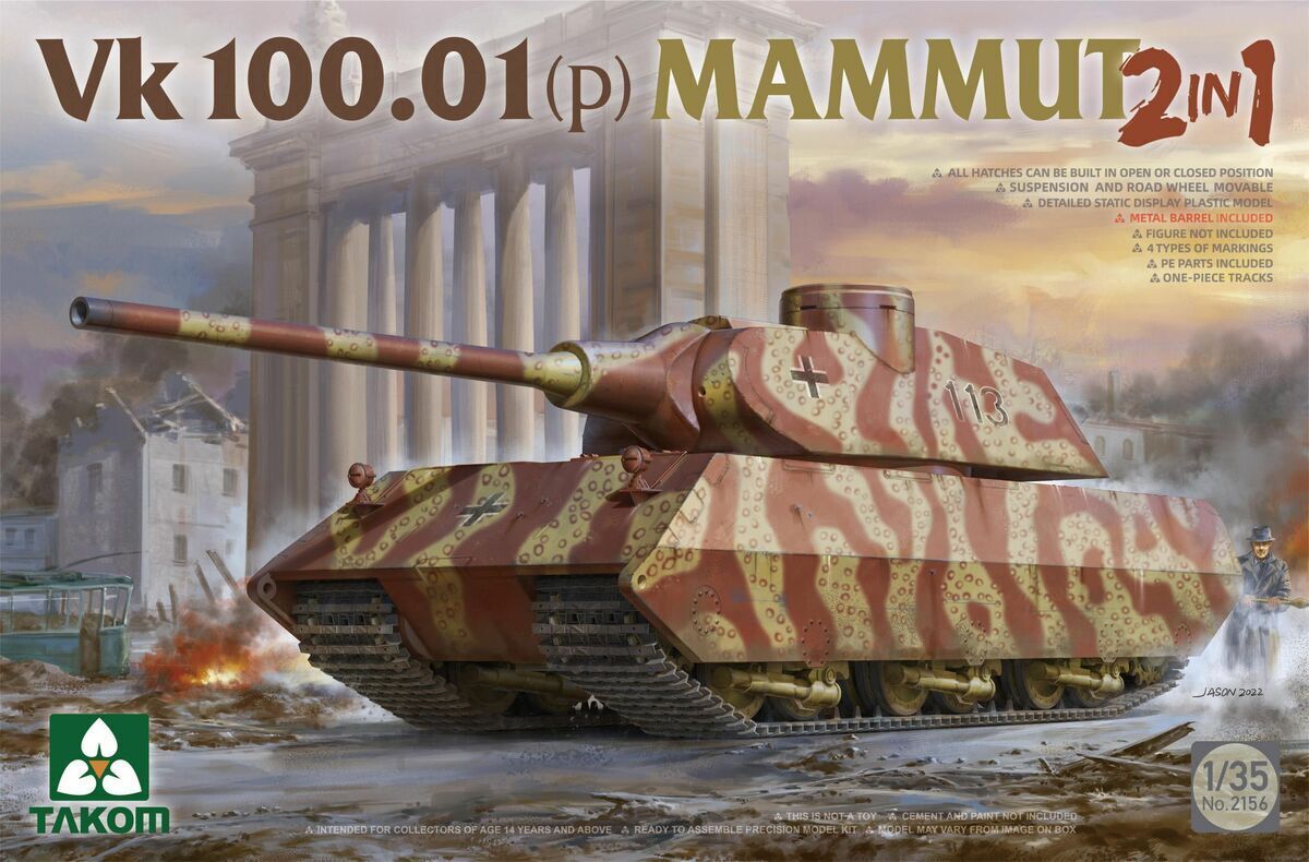 Takom 1/35 Vk 100.01(p) MAMMUT 2 in 1 Plastic Model Kit