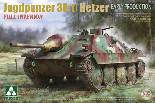 Takom 1/35 Jagdpanzer 38(t) Hetzer Early Production w/ Full Interior Plastic Model Kit